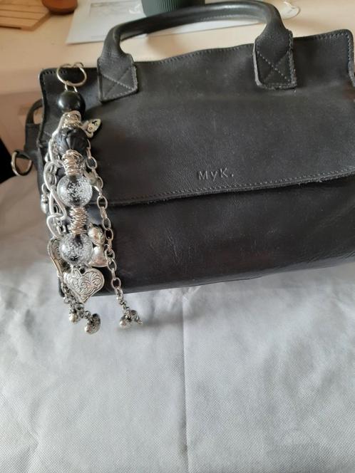 Zwarte leren MyK. Tas Maaike Koemans, Sieraden, Tassen en Uiterlijk, Tassen | Damestassen, Gebruikt, Schoudertasje, Zwart, Ophalen of Verzenden
