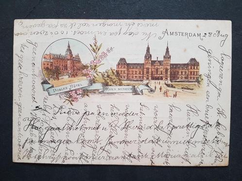 Ansichtkaart Amsterdam Doelen Hotel Rijks Museum 1897 !!!, Verzamelen, Ansichtkaarten | Nederland, Gelopen, Noord-Holland, Ophalen of Verzenden