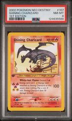 Shining Charizard 1st Edition PSA 8 - Neo Destiny, Ophalen of Verzenden, Zo goed als nieuw, Losse kaart, Foil