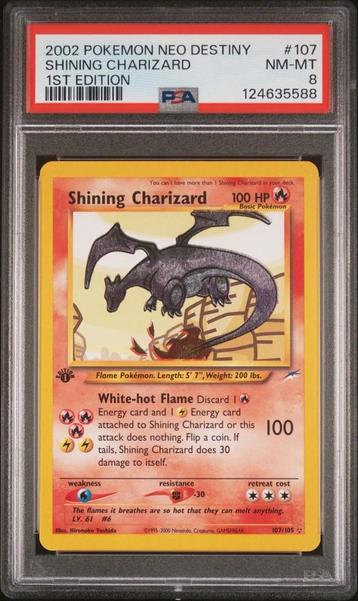 Shining Charizard 1st Edition PSA 8 - Neo Destiny beschikbaar voor biedingen