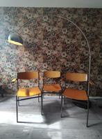 Set Vintage Gijs van der Sluis Design stoelen bruin frame, Ophalen, Gebruikt, Metaal, Vintage retro industrieel