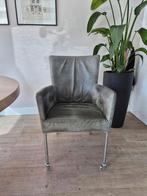 Eetkamerstoelen op wieltjes echt leer (6 st), Huis en Inrichting, Ophalen, Gebruikt, Leer, Vier