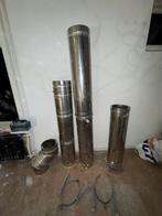 Dubbelwandige RVS kachelpijp 200mm compleet incl bocht, Doe-het-zelf en Verbouw, Buizen en Afvoer, Ophalen, Gebruikt, Rvs, Minder dan 2 meter