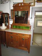 antieke eiken commode wit marmer art nouveau   325,00, 100 tot 150 cm, 200 cm of meer, Art nouveau eiken hout, Ophalen of Verzenden