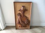 Vintage wanddecoratie teak boer, Ophalen of Verzenden, Zo goed als nieuw