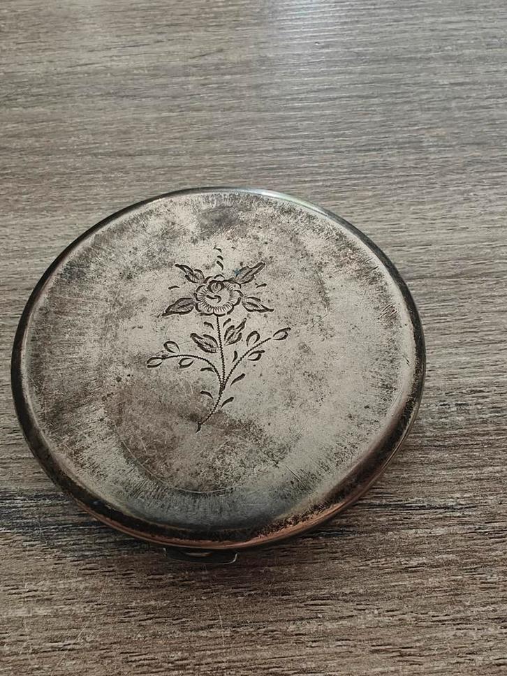 Vintage Poederdoosje met Spiegel, Antiek en Kunst, Curiosa en Brocante, Ophalen of Verzenden