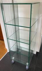 Glazen vitrinekast op wieltjes – gehard glas, Ophalen, 50 tot 100 cm, 25 tot 50 cm, Glas