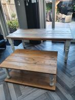 Landelijk Eettafel en Salontafel set met witte bolpoten, Ophalen, Zo goed als nieuw, Vijf personen of meer, 150 tot 200 cm