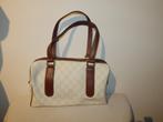 Gucci pracht klassiek leren tas monogram print wit bruinZGAN, Verzenden, Zo goed als nieuw, Wit, Handtas
