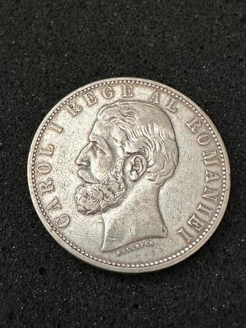 Zilveren munt 1883 Roemenie 5 Lei beschikbaar voor biedingen