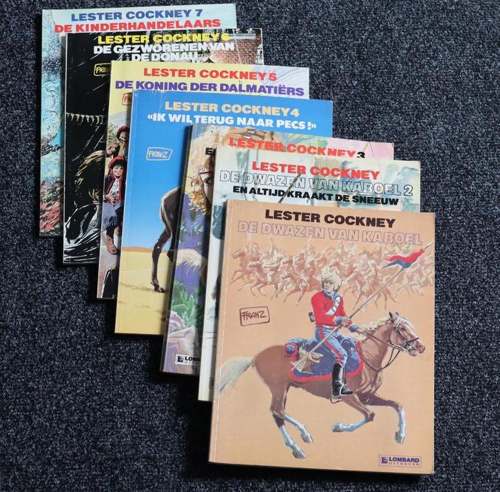 Lester Cockney, 7 stuks stripboeken, Boeken, Stripboeken, Gelezen, Complete serie of reeks, Ophalen of Verzenden
