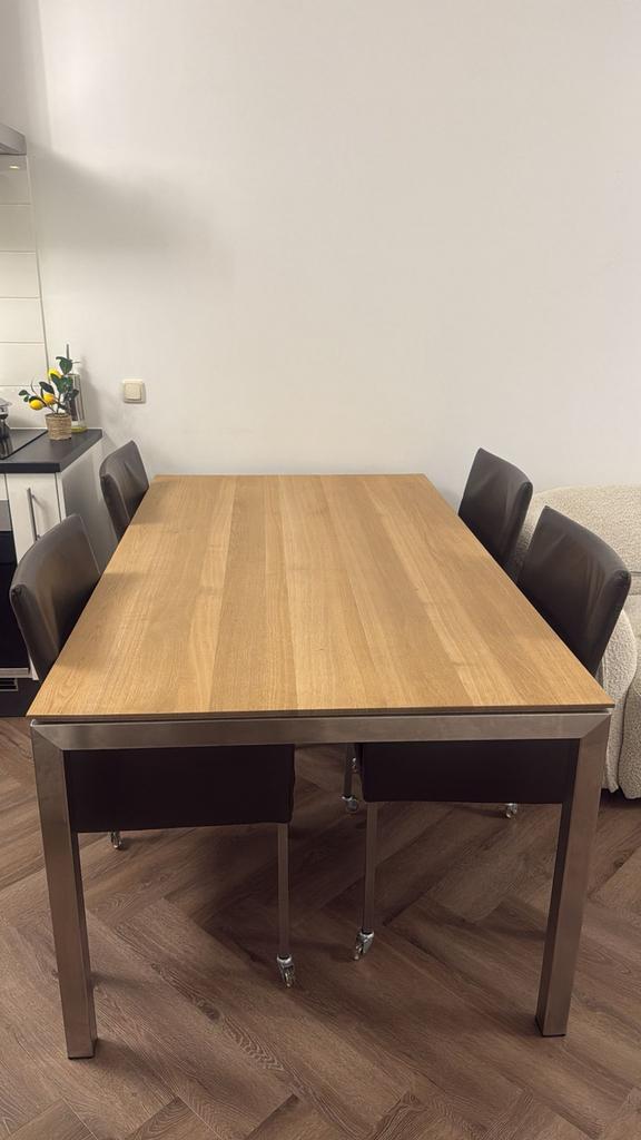 Goossens Eettafel + 4 stoelen - Zo Goed Als Nieuw!, Huis en Inrichting, Tafels | Eettafels, Zo goed als nieuw, 100 tot 150 cm