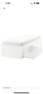 Bremnes bed met lades, Huis en Inrichting, Slaapkamer | Bedden, Ophalen, 90 cm, Eenpersoons, Wit