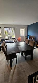 Echt houten eettafel met 4 stoelen, Huis en Inrichting, Tafels | Eettafels, Ophalen, Gebruikt, Vierkant, Vier personen