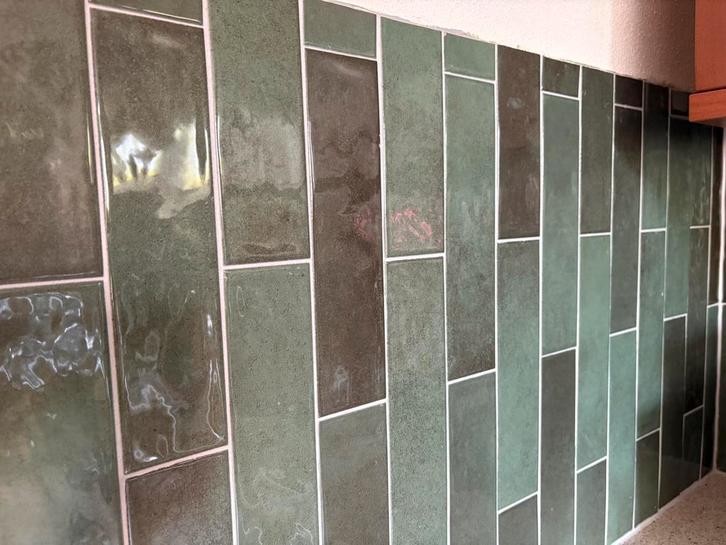 Wandtegels Ecoceramic Harley green, Doe-het-zelf en Verbouw, Glas en Ramen, Zo goed als nieuw, Glasplaat, Minder dan 80 cm, Ophalen