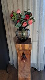 Luxe plantenzuil + designlamp met vaas & kunstbloemen, Ophalen, Luxe, Zo goed als nieuw, 75 cm of meer