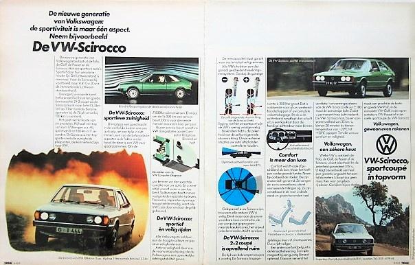 2 vintage advertenties VW Volkswagen Scirocco auto 1976, Verzamelen, Automerken, Motoren en Formule 1, Gebruikt, Auto's, Ophalen of Verzenden