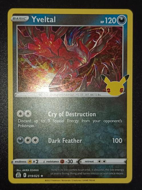 Yveltal (CEL 019)Celebrations, Hobby en Vrije tijd, Verzamelkaartspellen | Pokémon, Zo goed als nieuw, Verzenden