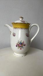 Vintage graziella theepot koffiepot geel goud bloemen frans, Ophalen of Verzenden