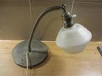 Antieke jaren 30 burolamp met porceleinen aan uit knopje, Antiek en Kunst, Antiek | Lampen, Ophalen of Verzenden