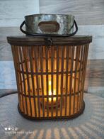 Mooi houten windlicht met zinken bovenkant, Ophalen of Verzenden, Zo goed als nieuw, Hout, Bruin