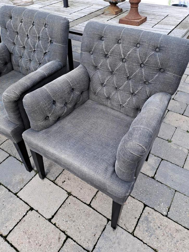 Vier antraciet eetkamerstoelen, Huis en Inrichting, Stoelen, Gebruikt, Vier, Stof, Grijs, Ophalen