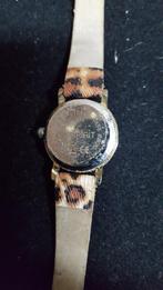 [ 319 ] horloge, panterprint, quartz zwart goud, Ophalen of Verzenden