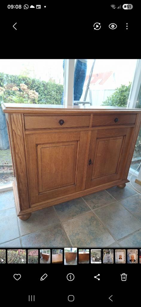 gepatineerd blank eiken, Huis en Inrichting, Kasten | Dressoirs, Gebruikt, 25 tot 50 cm, Ophalen