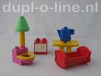 Veel losse duplo meubeltjes bedjes strijkplank aanrecht box, Ophalen of Verzenden, Gebruikt, Duplo