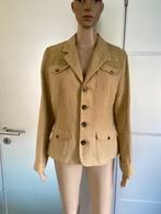 J323 Ralph Lauren maat 42=L jasje linnen+leer blazer colbert, Beige, Maat 42/44 (L), Ophalen of Verzenden, Zo goed als nieuw