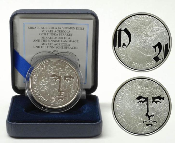 Finland 10 euro 2007, Agricola, zilver proof, Postzegels en Munten, Munten | Europa | Euromunten, Losse munt, 10 euro, Finland