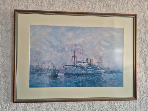 Schilderij van Paul Kerrebijn - SS Nieuw Holland van KPM, Antiek en Kunst, Kunst | Etsen en Gravures, Ophalen