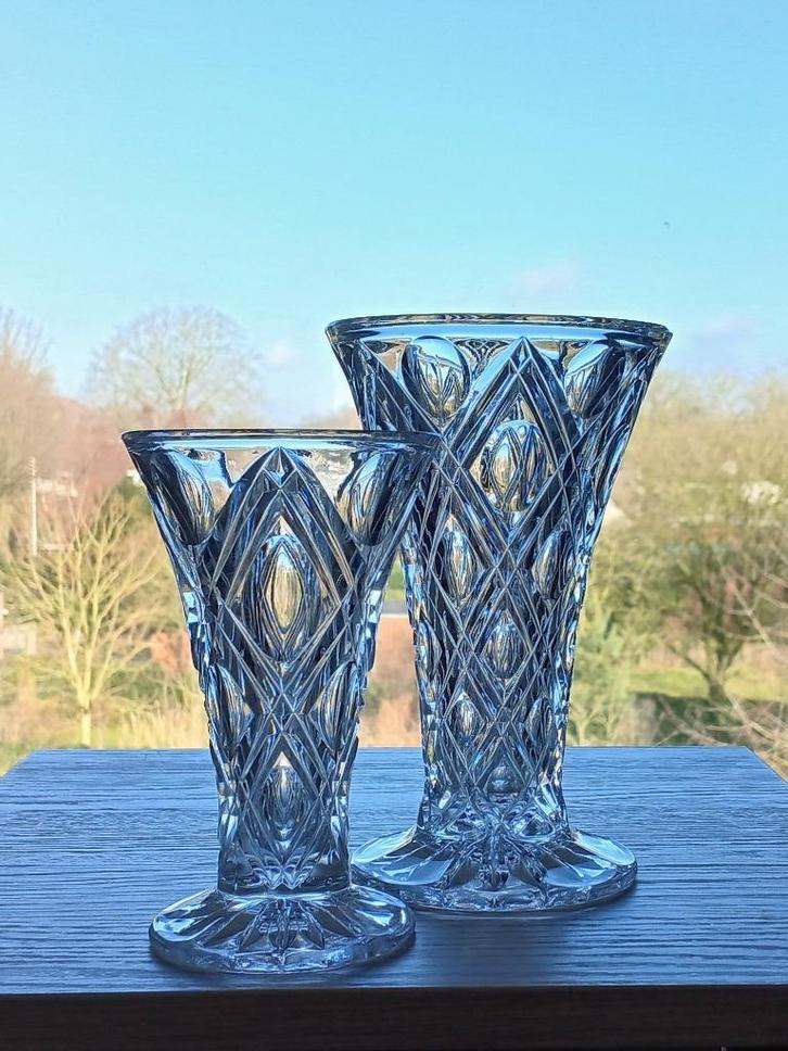 Stel Vazen Kristal Vintage, Antiek en Kunst, Antiek | Glas en Kristal, Ophalen of Verzenden