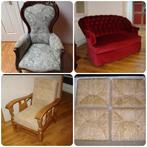 197. Mooie Antiek Tweezitsbank en Fauteuil in prima staat, Ophalen, Gebruikt, 75 tot 100 cm, 50 tot 75 cm