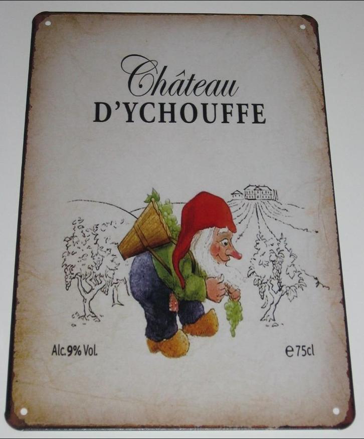 LA CHOUFFE BIER : Metalen Bord - Château D'Ychouffe, Verzamelen, Biermerken, Nieuw, Reclamebord, Plaat of Schild, Overige merken