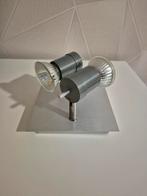 Massive Plafondlamp - 2 draaibare spots - Zilver, Huis en Inrichting, Lampen | Plafondlampen, Ophalen of Verzenden, Gebruikt, Metaal