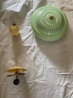 Antieke hang lamp art deco design glas opaline groen goud, Verzenden