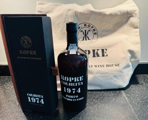Kopke Colheita 1974, incl kist en tas en aankoopbon, Verzamelen, Wijnen, Nieuw, Port, Overige gebieden, Vol, Ophalen of Verzenden