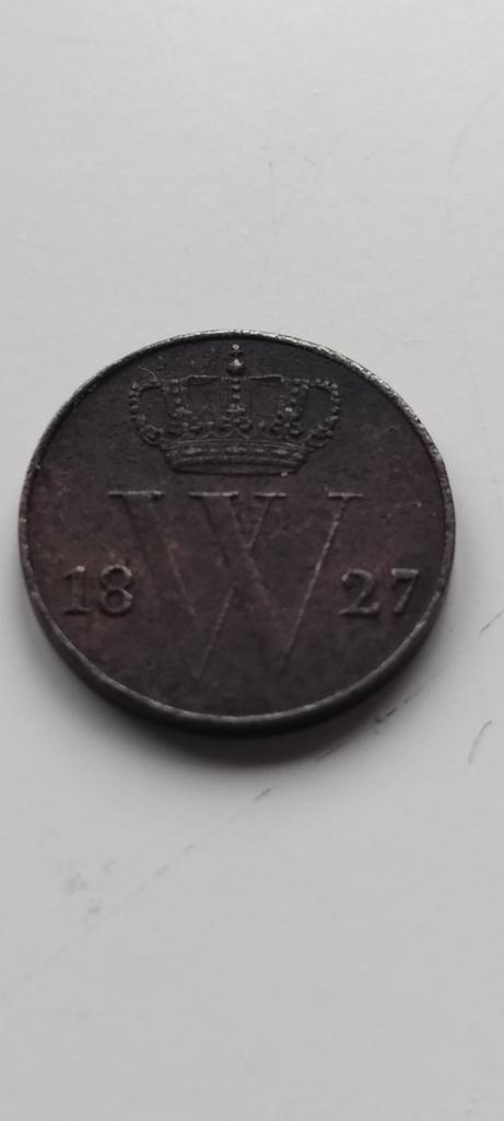 Zeldzame 1/2 Cent 1827 - Koning Willem I, Postzegels en Munten, Munten | Nederland, Losse munt, 1 cent, Koning Willem I, Ophalen of Verzenden