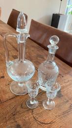 antiek karafsetje met 2 glazen, Antiek en Kunst, Antiek | Glas en Kristal, Ophalen of Verzenden