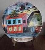 Vintage handgeschilderd wandbord sierbord, Ophalen of Verzenden