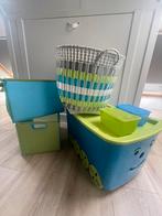 Opbergset kinderkamer: Kratten, manden, boxen blauw en groen, Ophalen, Gebruikt, Overige typen