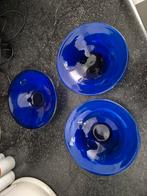 Sandra Rich, 3 vintage blauwe handgemaakte schaaltjes, Ophalen of Verzenden