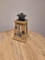 Houten Lantaarn met Metalen Details, Huis en Inrichting, Ophalen, Zo goed als nieuw, Kandelaar