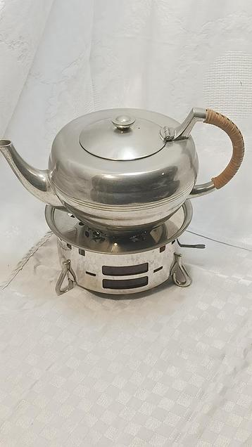 Vintage Daalderop Theepot met Rechaud – RVS – Made in Hollan beschikbaar voor biedingen