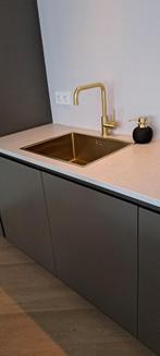 Aanrechtblad 180x60 cm met spoelbak en goudkleurige kraan, Ophalen, Gebruikt, Overige kleuren, 150 tot 200 cm