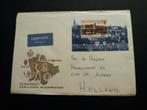 Hongarije luchtpost envelop blok beschreven Hotels Boedapest, Ophalen of Verzenden, Envelop