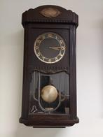 Bimbam regulateur in eiken kast, mahoniehouten wijzerplaat., Antiek en Kunst, Ophalen