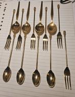 14 stuks vintage vergulde 24K  gebaksvorkjes theelepeltjes, Antiek en Kunst, Ophalen of Verzenden