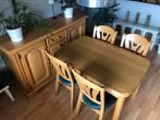 Blank eiken dressoir plus eettafel met 4 stoelen één koop., Huis en Inrichting, Tafels | Eettafels, Gebruikt, Rechthoekig, Eikenhout